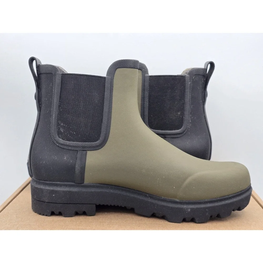Bogs Olive Green and Black Chelsea Rain Boots 8
